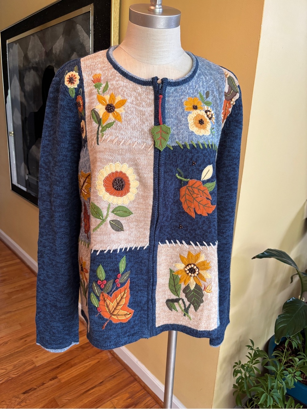 vintage fall theme cardigan sweater